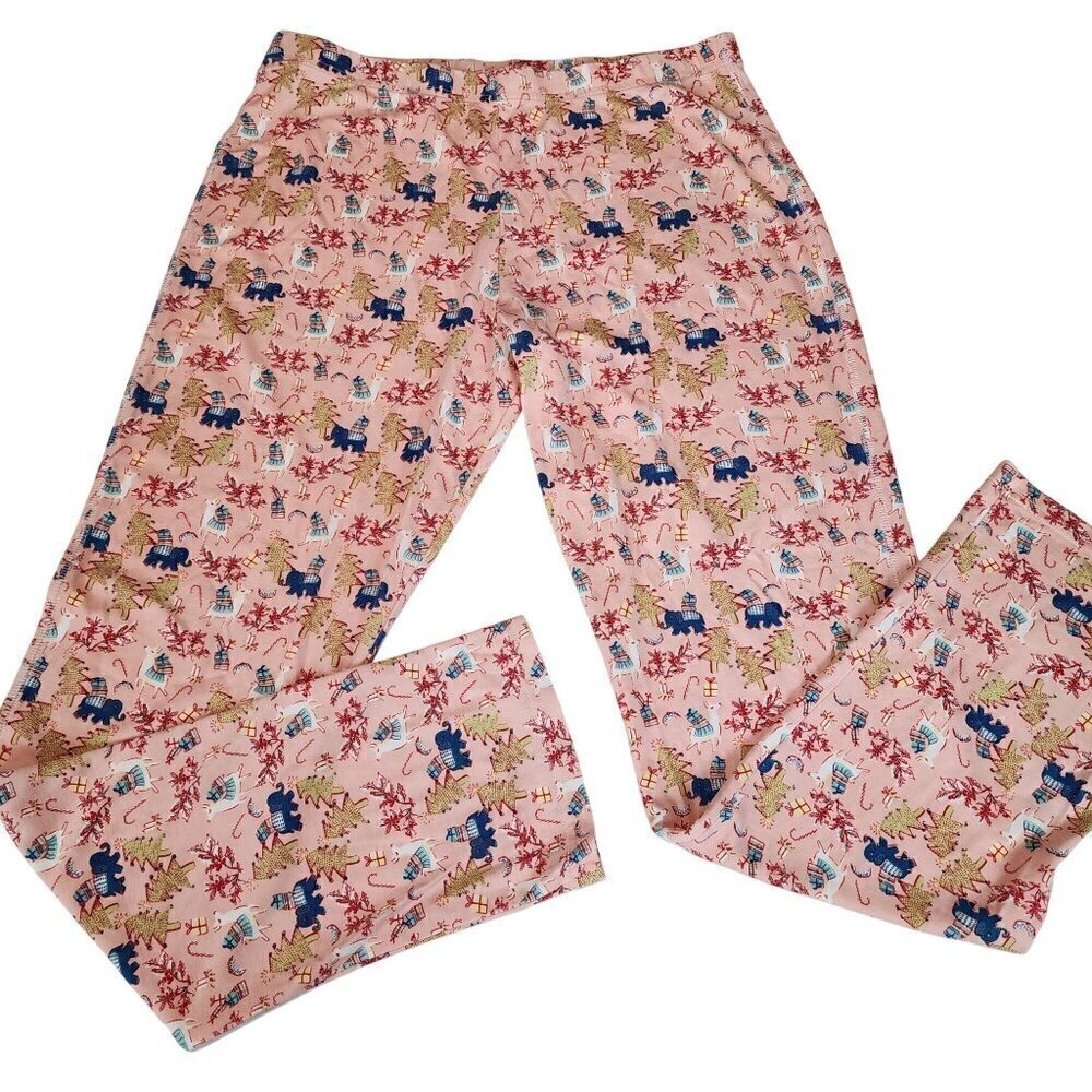 Roller Rabbit  Maisonette pajama pants sz XL Christmas Prancing Deer Elephant